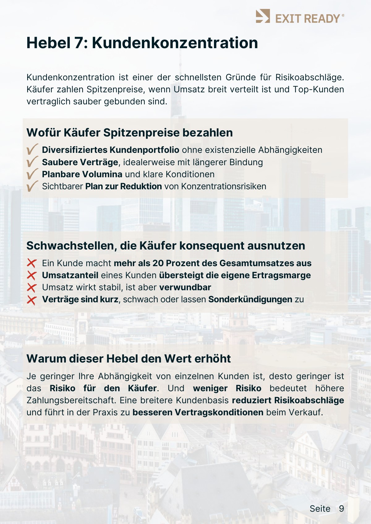 Leitfadenseite zum Hebel: Kundenkonzentration