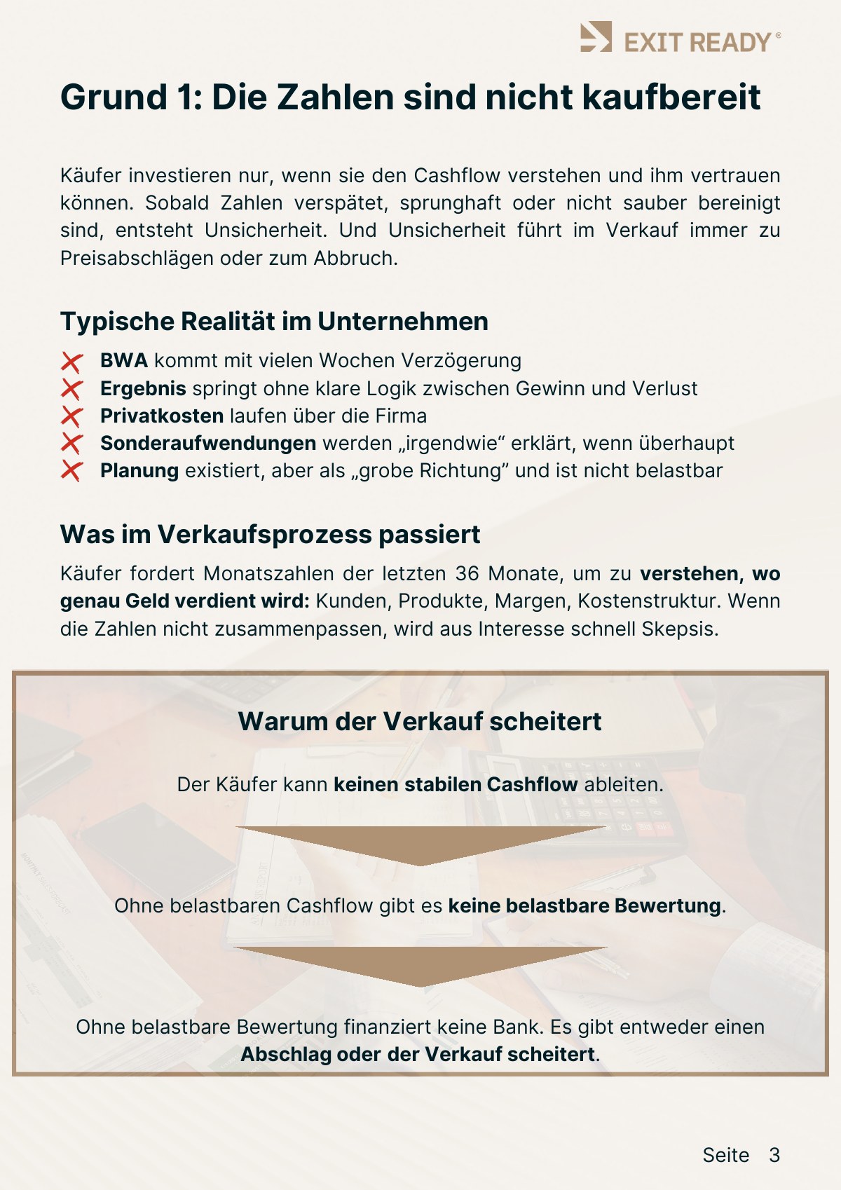 Leitfadenseite zum Grund: Die Zahlen sind nicht kaufbereit